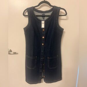 GAP Dark Blue Button-Front Mini Dress